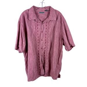 CUBAVERA  2XL XXL Short Sleeve Button Up Linen Blend